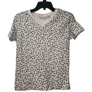Montana Blues V-Neck T-Shirt Black‎ & White Print Casual Top Size S